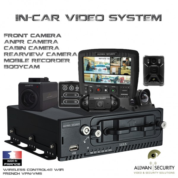 Incar video system for law enforcement, cabin camera, anpr rearview front side camera