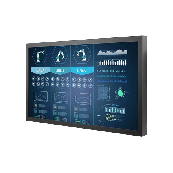 22" Information Display Large Touch HMI Handling Industrial Production Factory Operations, Reinforced Glass Protection Panel