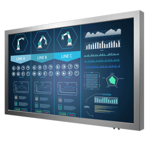 55" Monitor with enhanced IP65 protection, video control, corrosion-resistant stainless steel enclosure with 6 faces, designed f