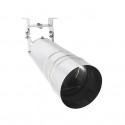 Surveillance camera for road tunnels with anti-glare inclined glass and high resistance.