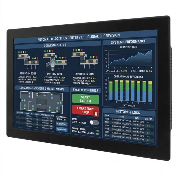 Ecran industriel 22p intégrable lisible soleil IP65 / IP66
