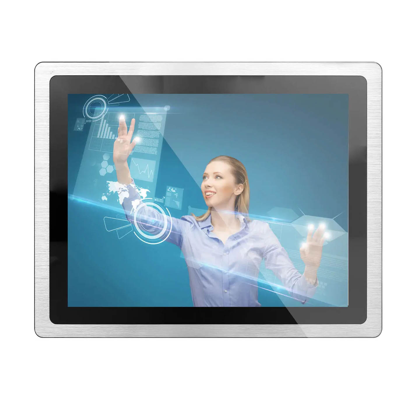 Ecran intégrable en panneau moniteur professionnel industriel avec verre de protection